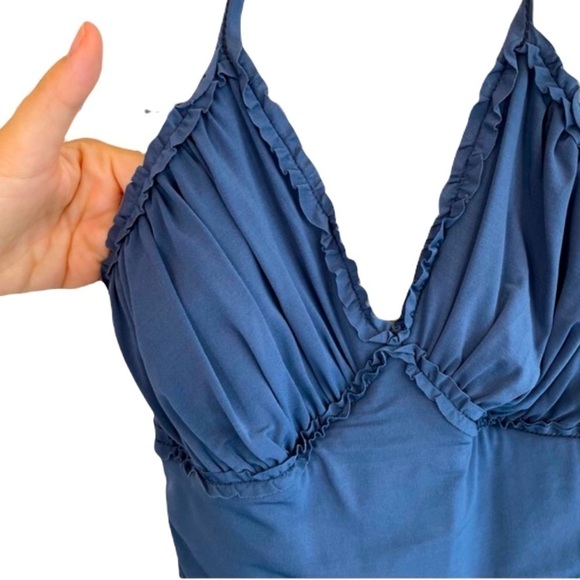 BCBG MAXAZRIA Blue Ruffle Halter Dress XS - Picture 2 of 9